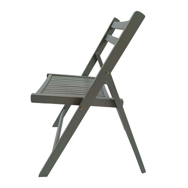 English Elm Furniture Slatted Wood Folding Special Event Chair Set of 4 Gray — Lightweight, Durable, Space-Saving Seating W49539765