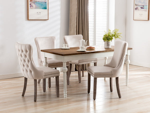 English Elm A&a Furniture Velvet Wingback Dining Chairs Nailhead Trim Solid Wood Legs Set 2 W114351687