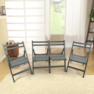 English Elm Furniture Slatted Wood Folding Special Event Chair Set of 4 Gray — Lightweight, Durable, Space-Saving Seating W49539765