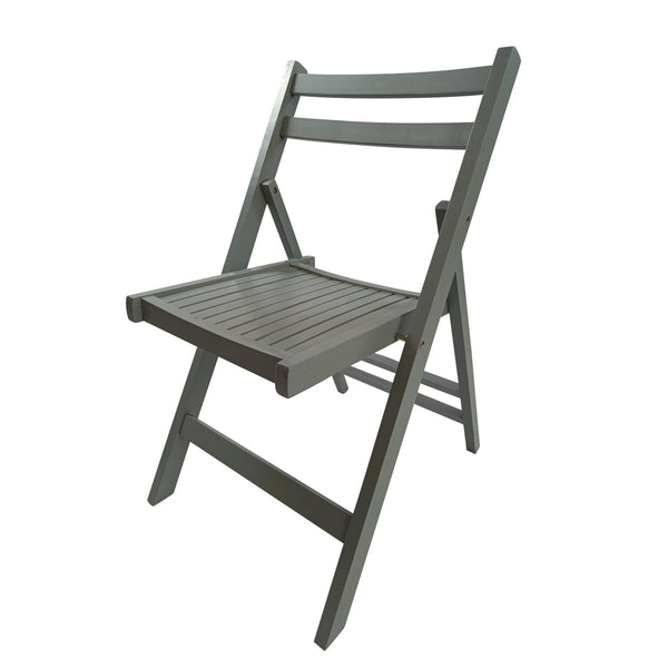 English Elm Furniture Slatted Wood Folding Special Event Chair Set of 4 Gray — Lightweight, Durable, Space-Saving Seating W49539765