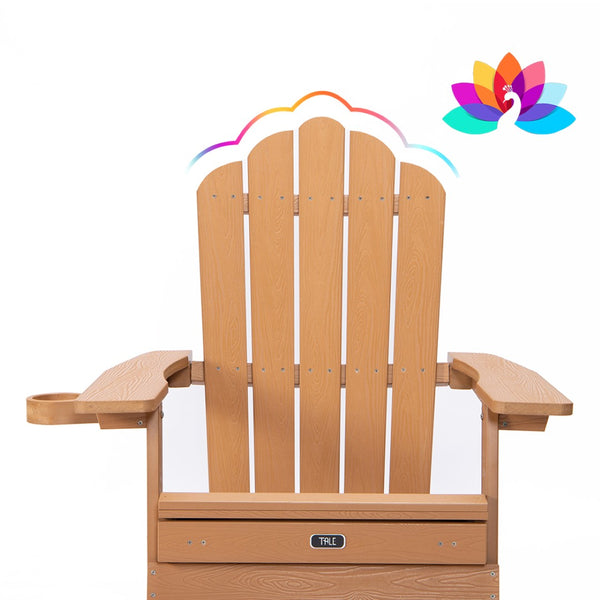 English Elm Tale Oversized Poly Lumber Adirondack Chair with Pullout Ottoman and Cup Holder W100243597