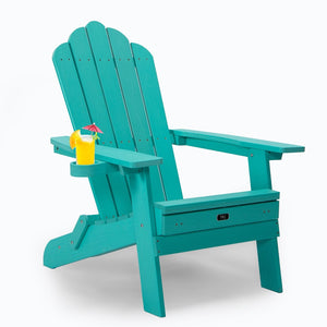 English Elm Tale Outdoor Oversized Poly Lumber Adirondack Chair with Pullout Ottoman Cup Holder W100243678