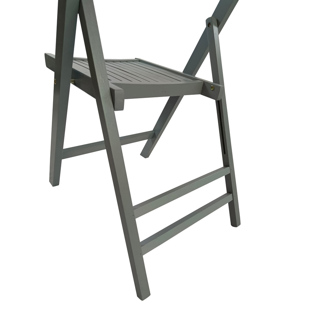 English Elm Furniture Slatted Wood Folding Special Event Chair Set of 4 Gray — Lightweight, Durable, Space-Saving Seating W49539765