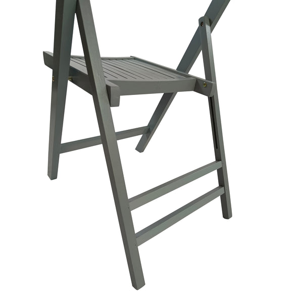 English Elm Furniture Slatted Wood Folding Special Event Chair Set of 4 Gray — Lightweight, Durable, Space-Saving Seating W49539765