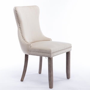 English Elm A&a Furniture Velvet Wingback Dining Chairs Nailhead Trim Solid Wood Legs Set 2 W114351687