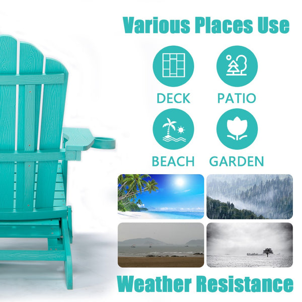 English Elm Tale Outdoor Oversized Poly Lumber Adirondack Chair with Pullout Ottoman Cup Holder W100243678