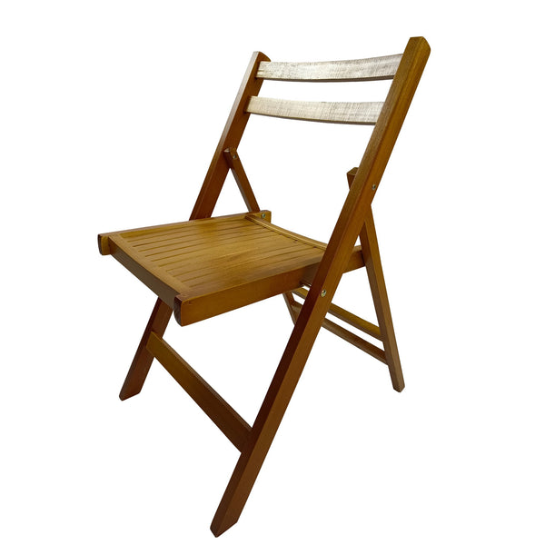 English Elm Furniture Slatted Wood Folding Special Event Chair - Solid Wood, Space-Saving, Portable, Durable Seating (98) Teak W49539775