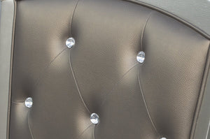 English Elm Glamorous Orsina 2pc Side Chairs Pearl Faux Leather Crystal Button Tufted Silver Frame Dining Set B01143655