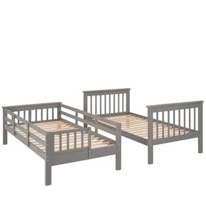 English Elm Stairway Twin Over Bunk Bed with Stair Storage and Full Length Guard Rail LT000109AAE