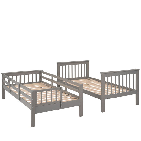 English Elm Stairway Twin Over Bunk Bed with Stair Storage and Full Length Guard Rail LT000109AAE