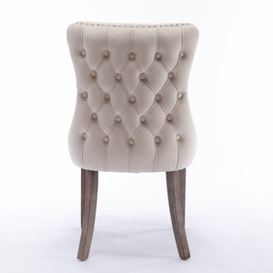 English Elm A&a Furniture Velvet Wingback Dining Chairs Nailhead Trim Solid Wood Legs Set 2 W114351687