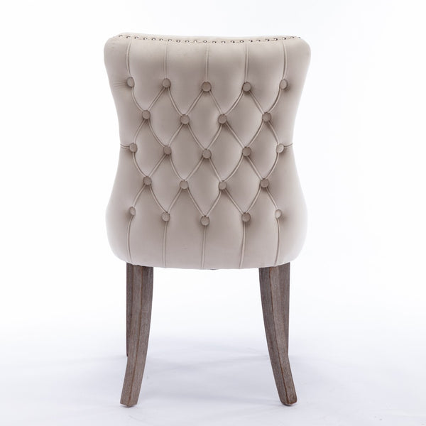 English Elm A&a Furniture Velvet Wingback Dining Chairs Nailhead Trim Solid Wood Legs Set 2 W114351687