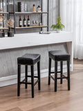 English Elm ,Counter Height 29" Bar Stools For Kitchen Counter Backless Faux Leather Stools Farmhouse Island Chairs (29 Inch, Black, Set Of 2)