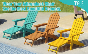 English Elm Tale Outdoor Oversized Poly Lumber Adirondack Chair with Pullout Ottoman Cup Holder W100243678