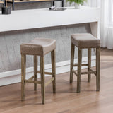 English Elm ,Counter Height 29" Bar Stools For Kitchen Counter Backless Faux Leather Stools Farmhouse Island Chairs (29 Inch, Gray, Set Of 2)