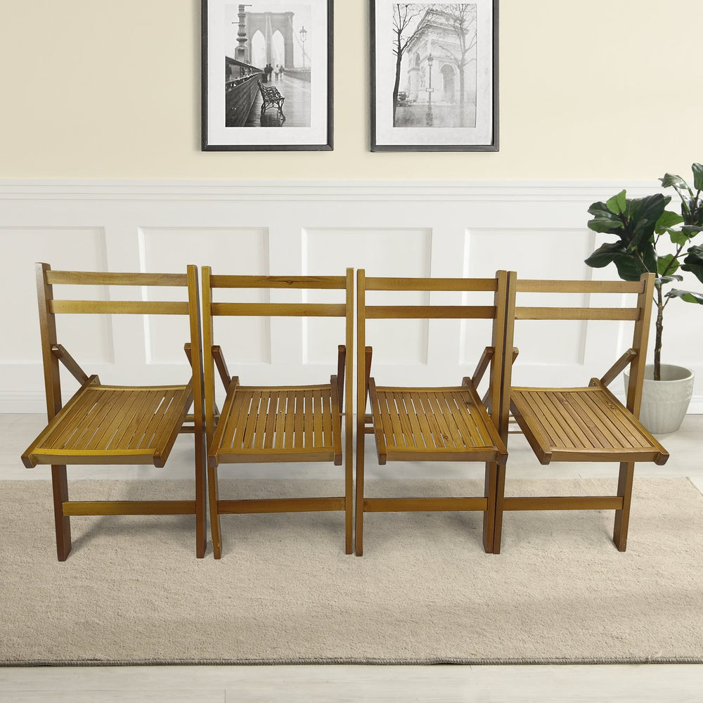 English Elm Furniture Slatted Wood Folding Special Event Chair - Solid Wood, Space-Saving, Portable, Durable Seating (98) Teak W49539775