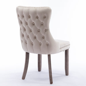 English Elm A&a Furniture Velvet Wingback Dining Chairs Nailhead Trim Solid Wood Legs Set 2 W114351687