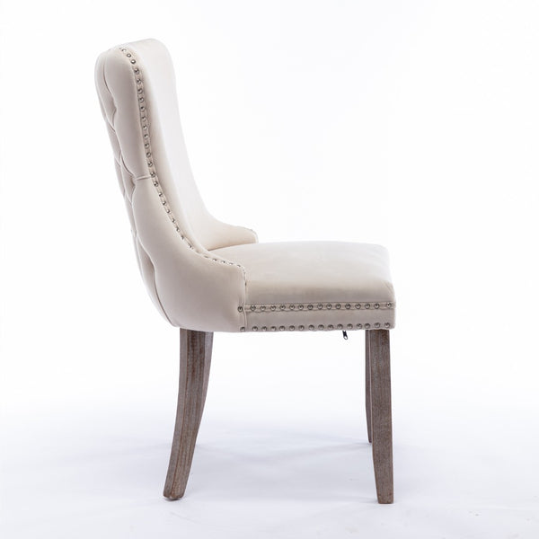 English Elm A&a Furniture Velvet Wingback Dining Chairs Nailhead Trim Solid Wood Legs Set 2 W114351687
