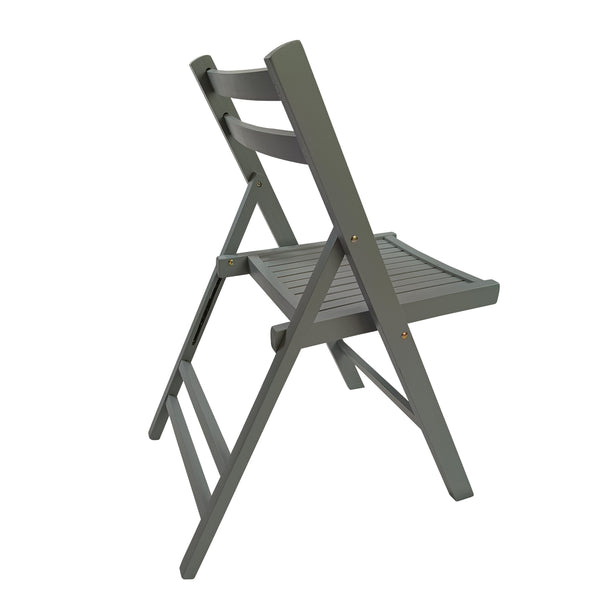 English Elm Furniture Slatted Wood Folding Special Event Chair Set of 4 Gray — Lightweight, Durable, Space-Saving Seating W49539765
