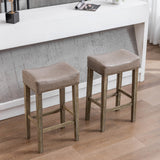 English Elm ,Counter Height 29" Bar Stools For Kitchen Counter Backless Faux Leather Stools Farmhouse Island Chairs (29 Inch, Gray, Set Of 2)