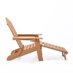 English Elm Tale Oversized Poly Lumber Adirondack Chair with Pullout Ottoman and Cup Holder W100243597