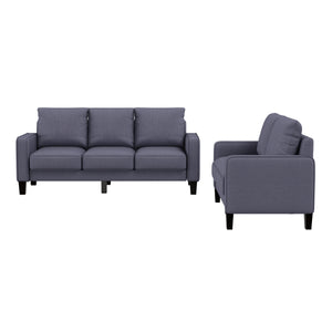 Hearth and Haven Chase 2-Piece Living Room Set with Loveseat, Sofa and Removable Storage, Dark Grey W1097S00017