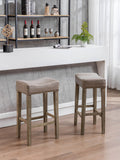 English Elm ,Counter Height 29" Bar Stools For Kitchen Counter Backless Faux Leather Stools Farmhouse Island Chairs (29 Inch, Gray, Set Of 2)