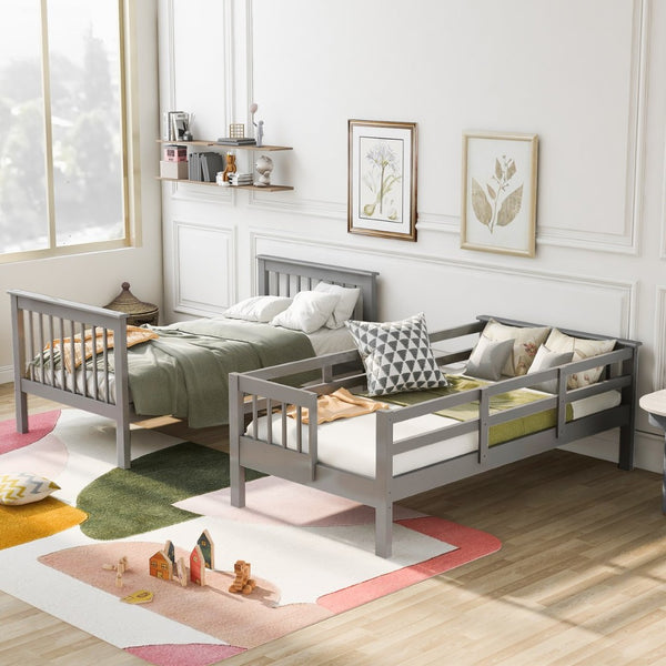 English Elm Stairway Twin Over Bunk Bed with Step Storage and Safety Rail for Kids LT000109AAE-1