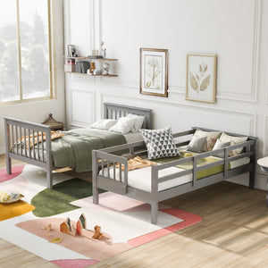 English Elm Stairway Twin Over Bunk Bed with Stair Storage and Full Length Guard Rail LT000109AAE