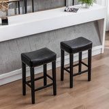 English Elm ,Counter Height 29" Bar Stools For Kitchen Counter Backless Faux Leather Stools Farmhouse Island Chairs (29 Inch, Black, Set Of 2)