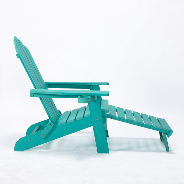 English Elm Tale Outdoor Oversized Poly Lumber Adirondack Chair with Pullout Ottoman Cup Holder W100243678