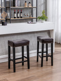 English Elm ,Counter Height 29" Bar Stools For Kitchen Counter Backless Faux Leather Stools Farmhouse Island Chairs,29 Inch, Brown, Set Of 2