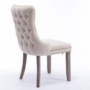 English Elm A&a Furniture Velvet Wingback Dining Chairs Nailhead Trim Solid Wood Legs Set 2 W114351687