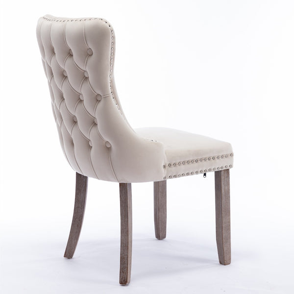 English Elm A&a Furniture Velvet Wingback Dining Chairs Nailhead Trim Solid Wood Legs Set 2 W114351687