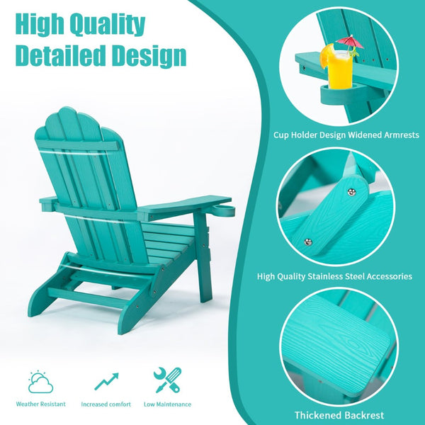 English Elm Tale Outdoor Oversized Poly Lumber Adirondack Chair with Pullout Ottoman Cup Holder W100243678