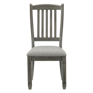 English Elm Casual Antique Gray Wood Dining Side Chairs Set of 2 - Country Kitchen Style, Neutral Fabric Seats B01143656