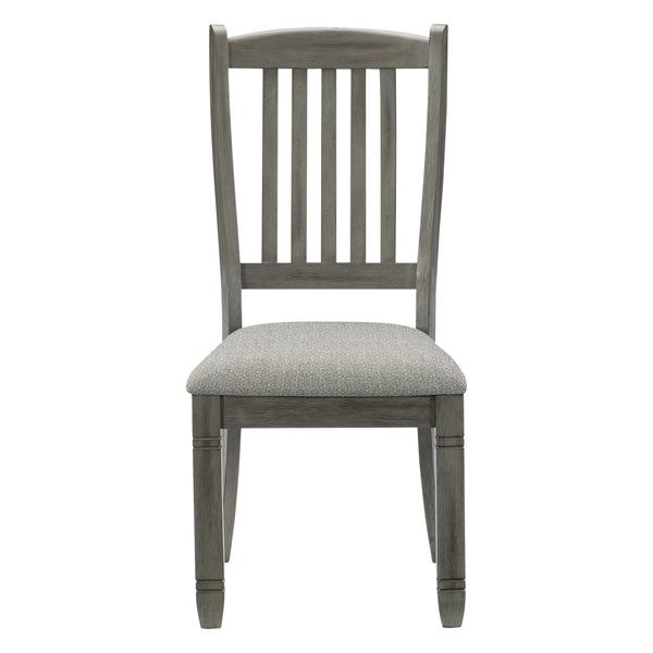 English Elm Casual Antique Gray Wood Dining Side Chairs Set of 2 - Country Kitchen Style, Neutral Fabric Seats B01143656