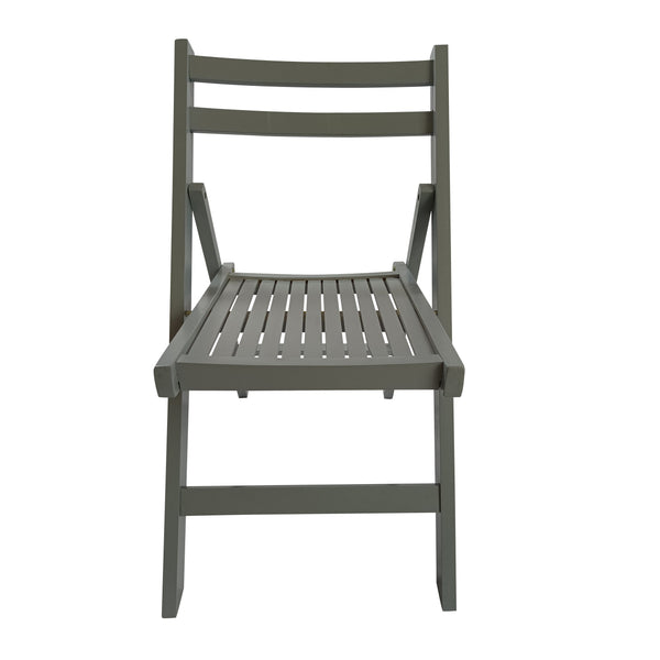 English Elm Furniture Slatted Wood Folding Special Event Chair Set of 4 Gray — Lightweight, Durable, Space-Saving Seating W49539765