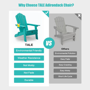 English Elm Tale Outdoor Oversized Poly Lumber Adirondack Chair with Pullout Ottoman Cup Holder W100243678