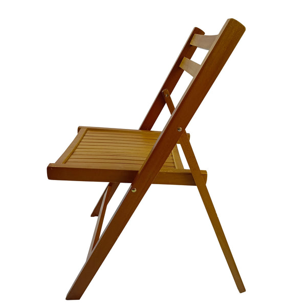 English Elm Furniture Slatted Wood Folding Special Event Chair - Solid Wood, Space-Saving, Portable, Durable Seating (98) Teak W49539775