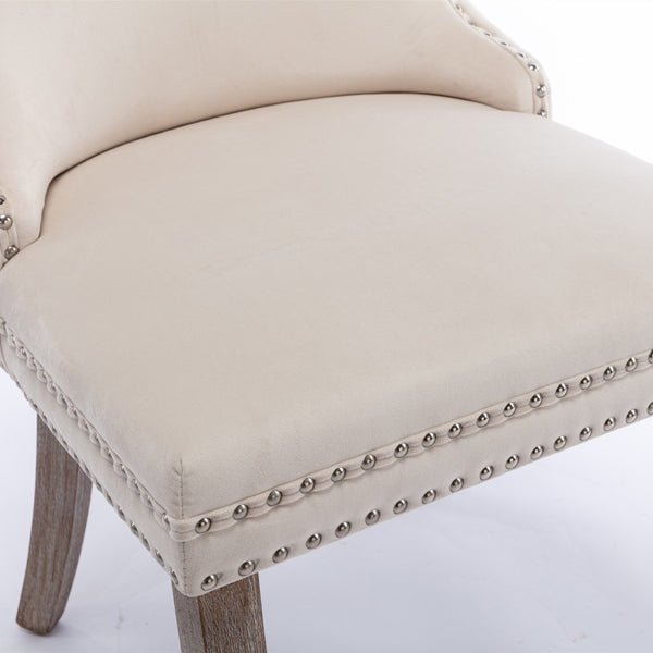 English Elm A&a Furniture Velvet Wingback Dining Chairs Nailhead Trim Solid Wood Legs Set 2 W114351687