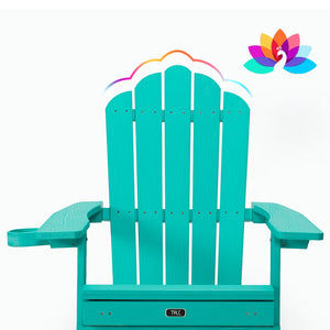 English Elm Tale Outdoor Oversized Poly Lumber Adirondack Chair with Pullout Ottoman Cup Holder W100243678