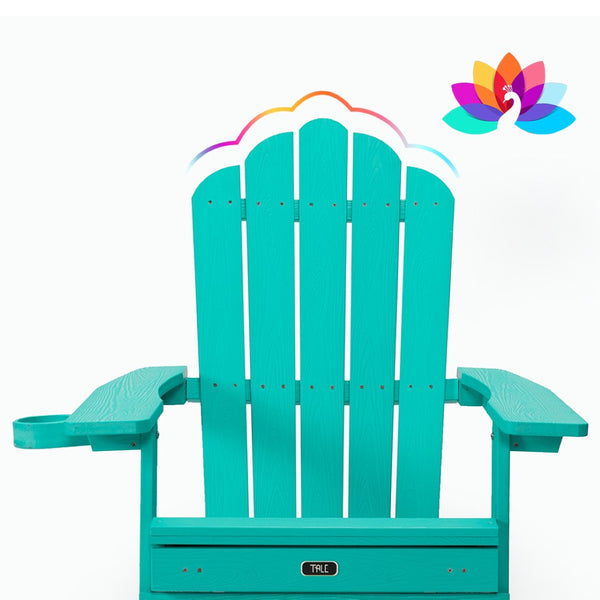 English Elm Tale Outdoor Oversized Poly Lumber Adirondack Chair with Pullout Ottoman Cup Holder W100243678