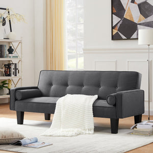 English Elm Mega Velvet Convertible Loveseat Button Tufted Sleeper Sofa for Living Room W97543711
