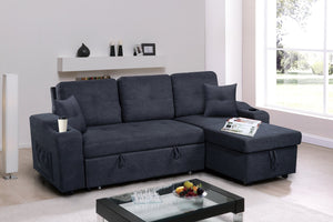 English Elm Mega Convertible Sectional Sleeper Sofa with Storage Armrest and Reversible Chaise Gray W975S00006