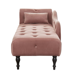 English Elm Aijia Velvet Chaise Lounge with Tufted Buttons, Nailhead Trim & Solid Wood Legs for Comfort Rose W111740820