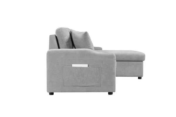 English Elm Mega Convertible Sectional Sleeper Sofa with Storage Armrest and Reversible Chaise Grey W975S00007