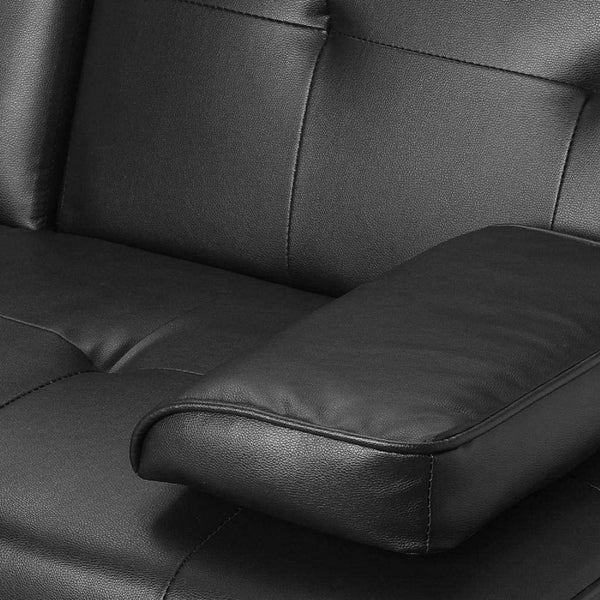 English Elm Mega Convertible Faux Leather Futon Sofa Bed with Cup Holders for Modern Living W97543712