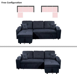 English Elm Mega Convertible Sectional Sleeper Sofa with Storage Armrest and Reversible Chaise Gray W975S00006