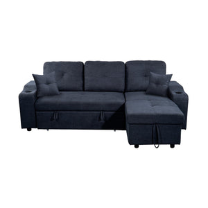 English Elm Mega Convertible Sectional Sleeper Sofa with Storage Armrest and Reversible Chaise Gray W975S00006